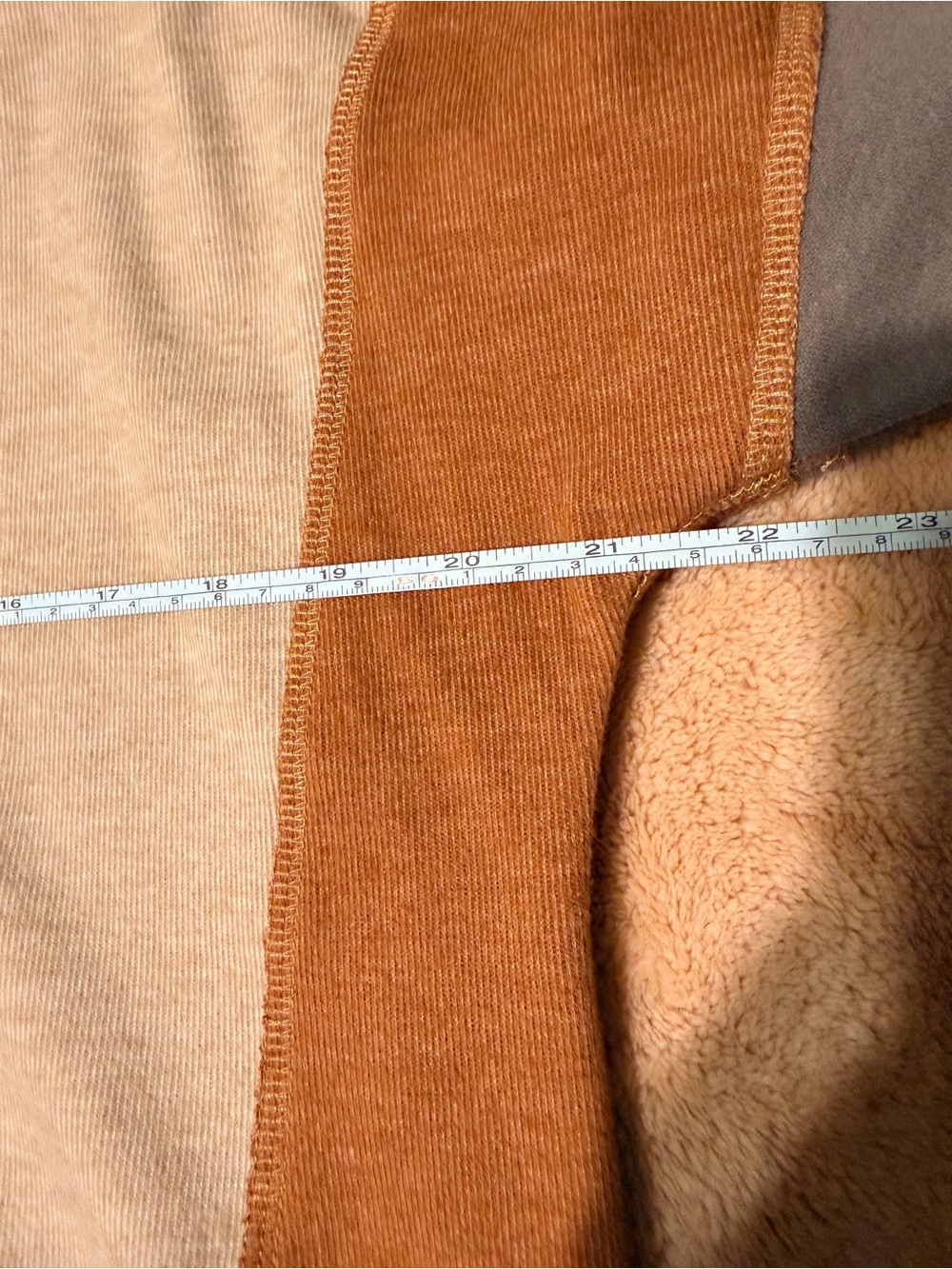 Hem & Thread Colorblock Hooded Sweatshirt - Tan & Rust - Picture 4 of 5
